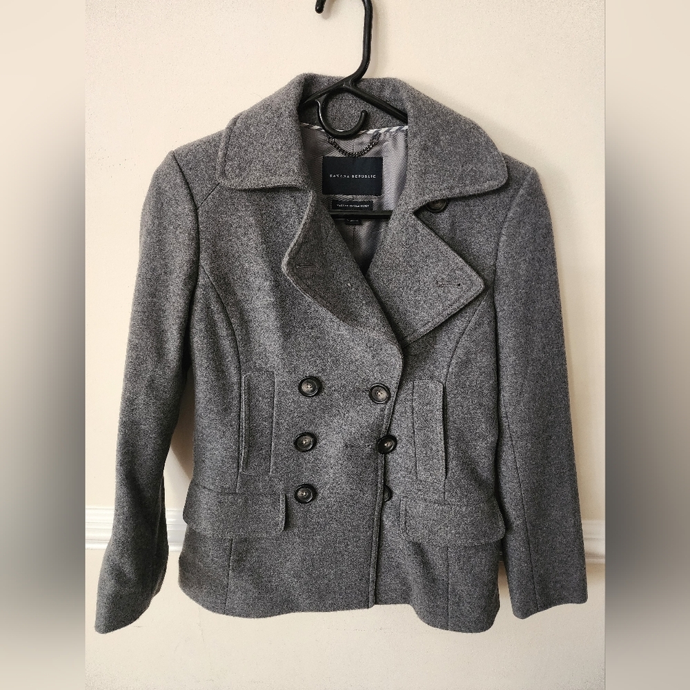Banana Republic gray double-breasted wool-blend peacoat Size XS